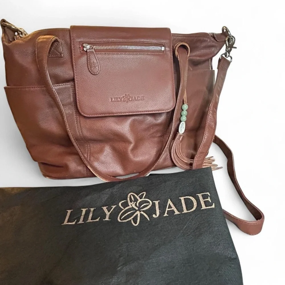 Lily Jade Madeline Chestnut Leather Diaper+ Accessory Bag